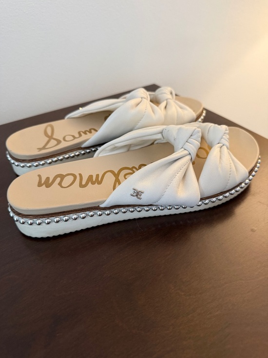 Sam Edelman Shoes - Sam Edelman Alyse White Leather Knotted Studded Slide Sandals Size 9